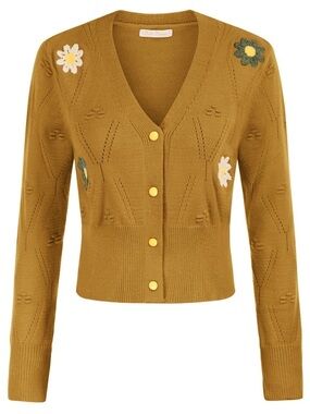 Adorable Yellow Cardigan W/ Flowers